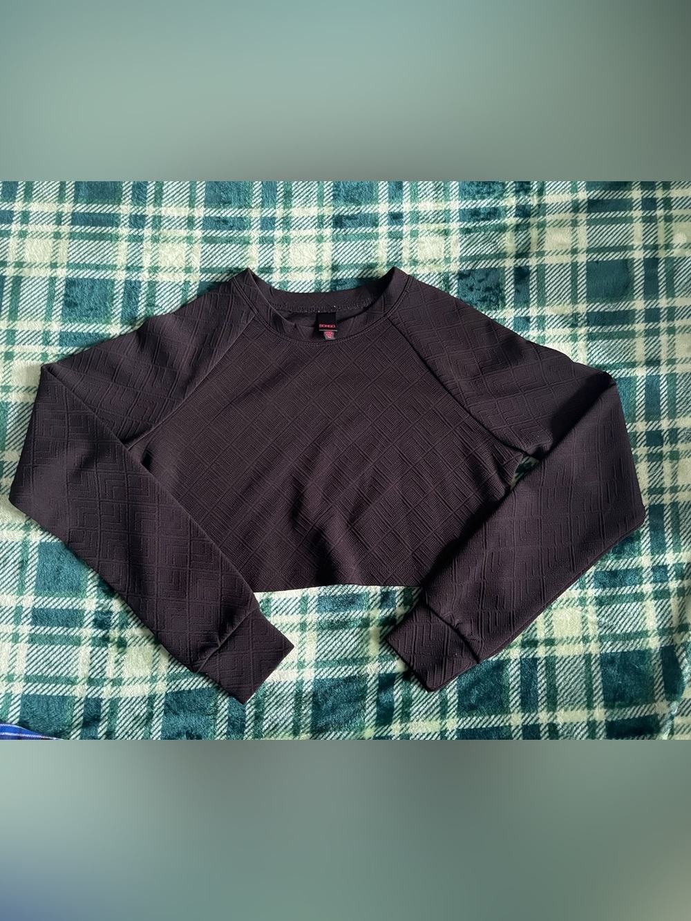 BONGO Black Textured Crewneck Pullover